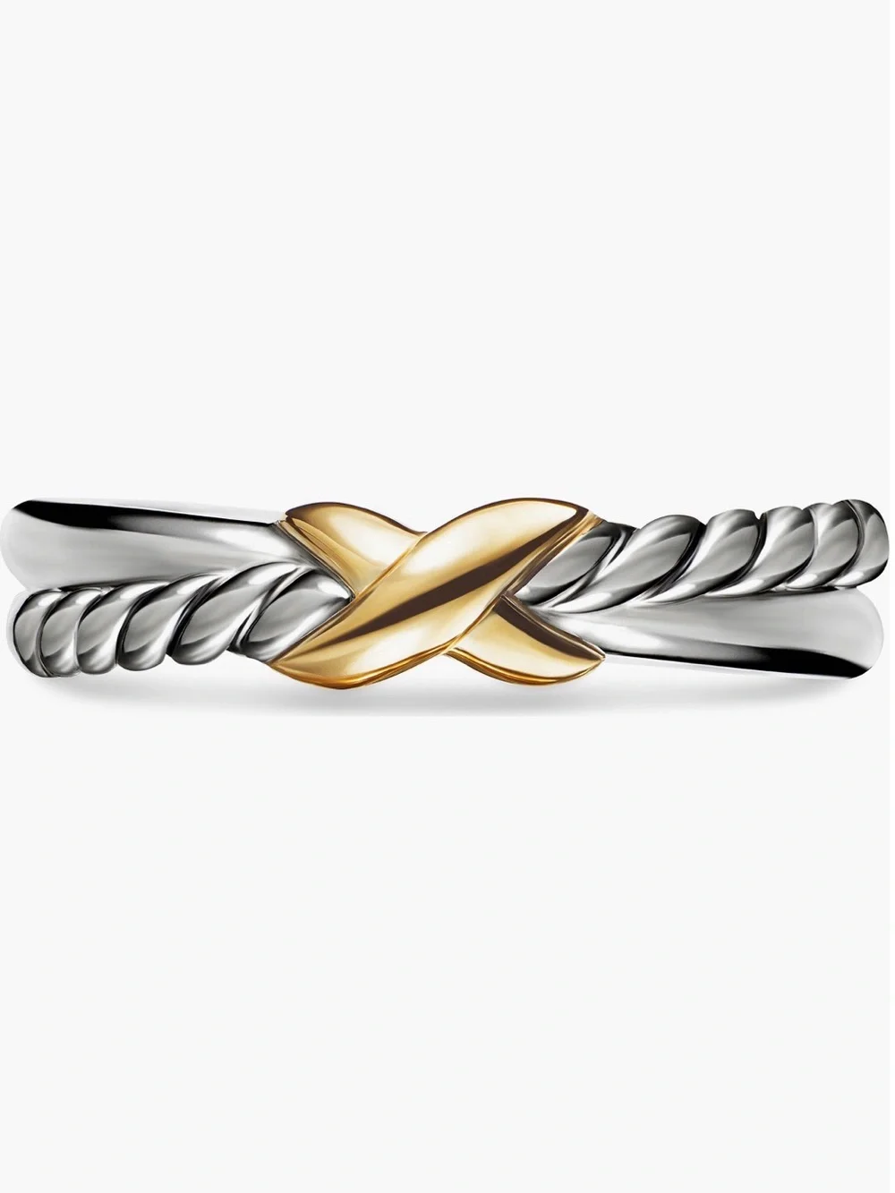 David Yurman Petite X Ring in Sterling Silver with 18k Yellow Gold